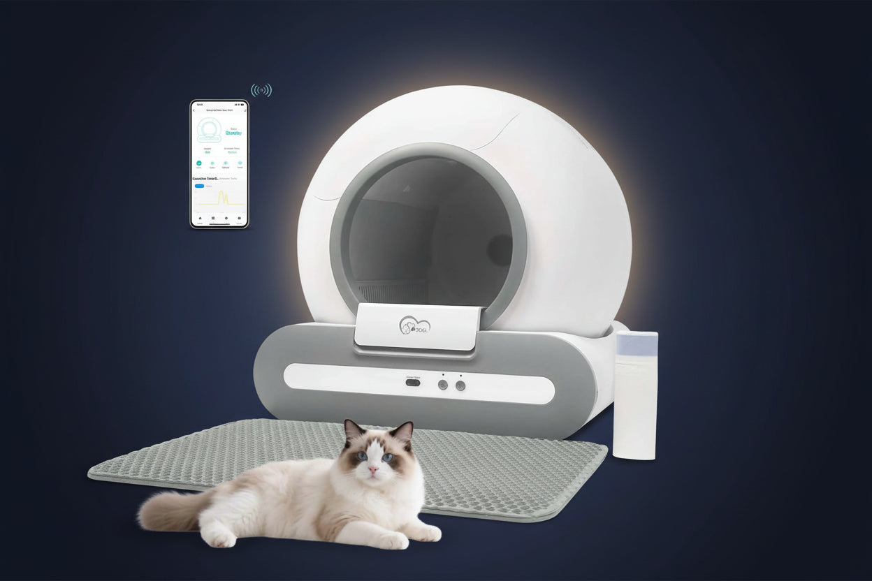 Litière Automatique Intelligente DOEL 65L – Auto-nettoyante avec Contrôle via Application et Réduction des Odeurs